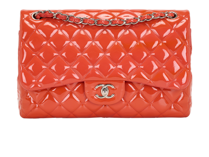 Classic Jumbo Double Flap, &pound;3,200, Handbags, Orange, Patent Leather, Front view